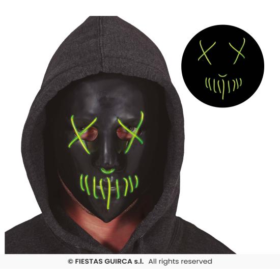 Máscara preta com luz, pvc