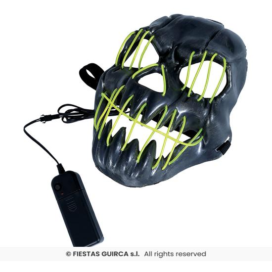 Máscara preta sorridente com luz, pvc