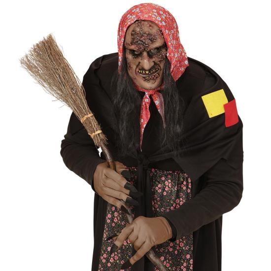 Meia máscara com cabelo de bruxa zumbi