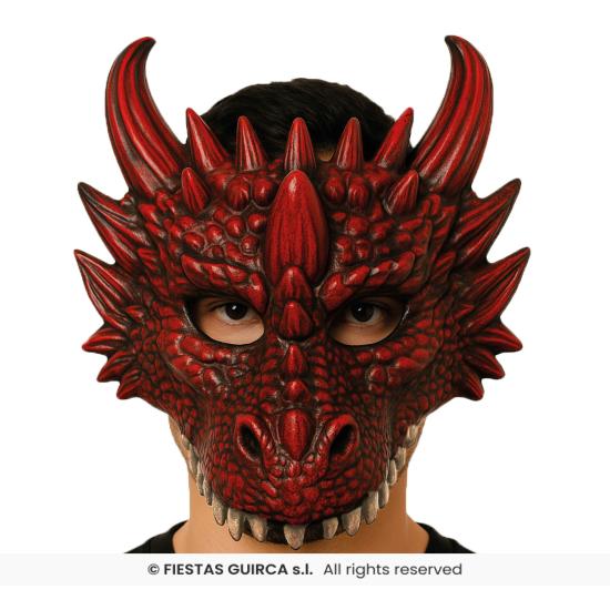Meia máscara de dragão vermelho