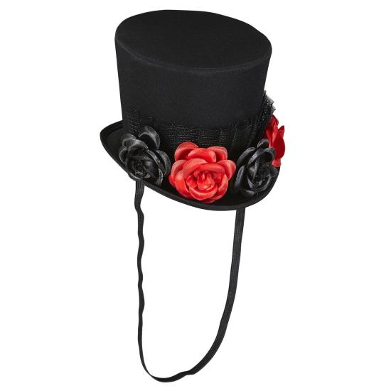 Mini chapéu de tule e 4 rosas Mini chapéu de tule e 4 rosas