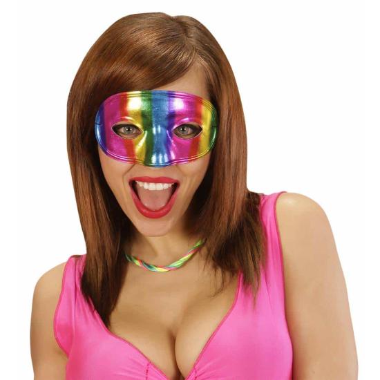 Máscara arco-íris metálica unissex.