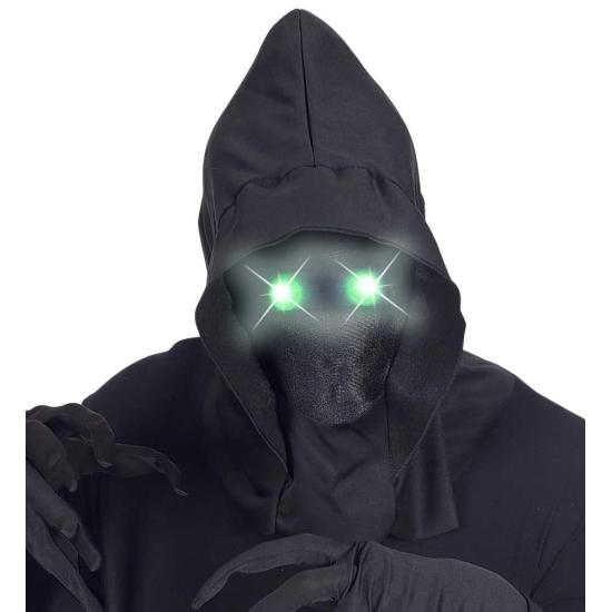 Máscara facial invisível com olhos verdes luminosos