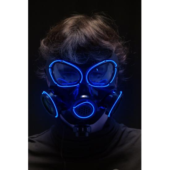 Máscara de gás com decorações iluminadas (pilhas não incluídas) em um saco de papelão com aba