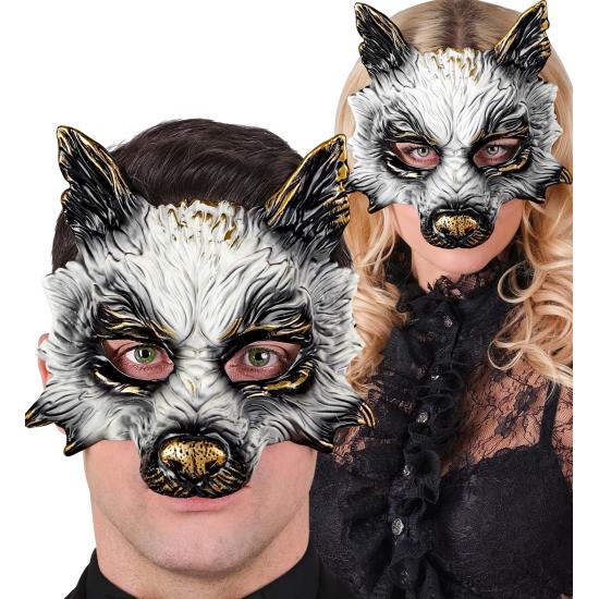 Máscara de lobo realista para carnaval, Halloween ou festas à fantasia – unissex – design 3D com detalhes dourados Máscara de lobo realista para carnaval, Halloween ou festas à fantasia – unissex – design 3D com detalhes dourados