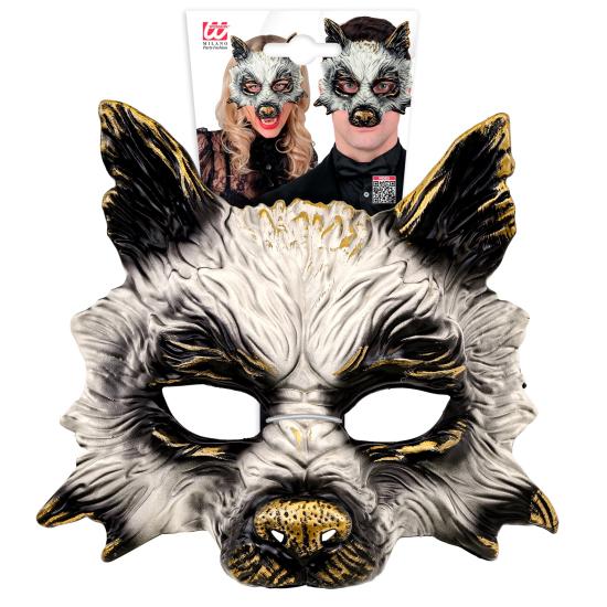 Máscara de lobo realista para carnaval, Halloween ou festas à fantasia – unissex – design 3D com detalhes dourados Máscara de lobo realista para carnaval, Halloween ou festas à fantasia – unissex – design 3D com detalhes dourados