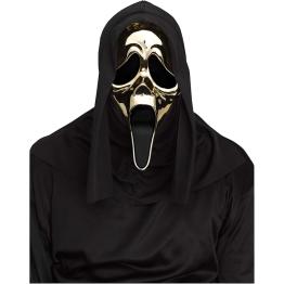 Máscara Ghost Face® Gold Chrome com capa – PVC rígido cromado