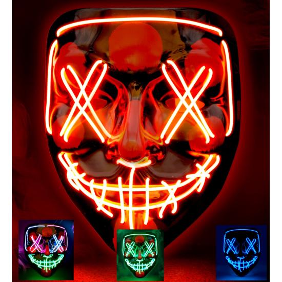 Máscara LED assustadora rosto brilhante psicopata demônio Halloween