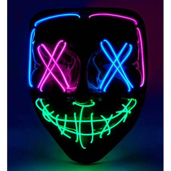 Máscara LED assustadora rosto brilhante psicopata demônio Halloween
