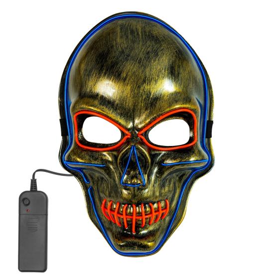 Máscara de caveira LED, rosto brilhante, caveira, esqueleto, demônio, Halloween