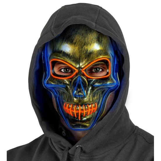 Máscara de caveira LED, rosto brilhante, caveira, esqueleto, demônio, Halloween