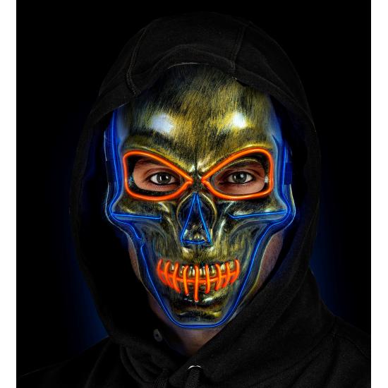 Máscara de caveira LED, rosto brilhante, caveira, esqueleto, demônio, Halloween