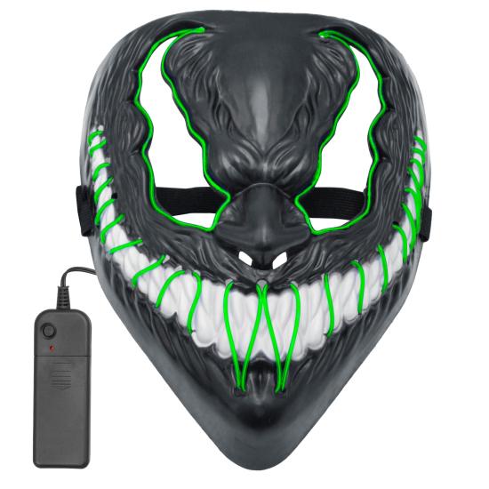 Máscara de monstro LED rosto brilhante careta assustador demônio Halloween