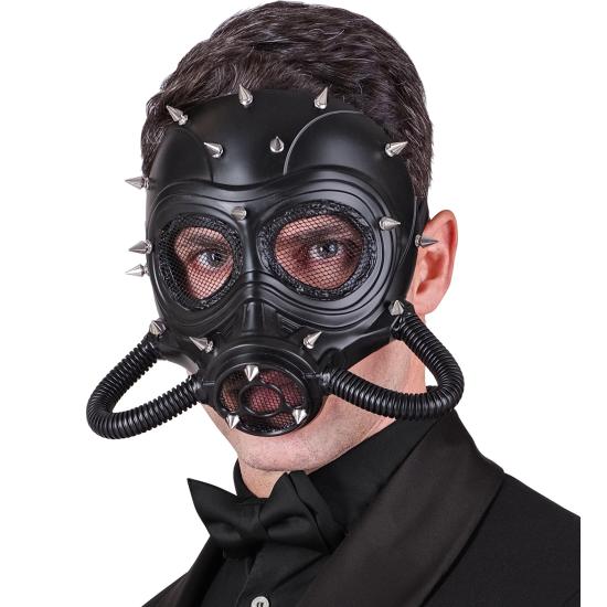 Máscara Steampunk Preta com Espinhos – Traje Gótico, Fetiche ou Pós-Apocalíptico