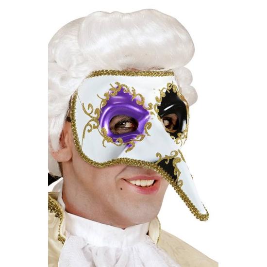 Máscara Veneziana Nariz Decorado Roxo/Preto