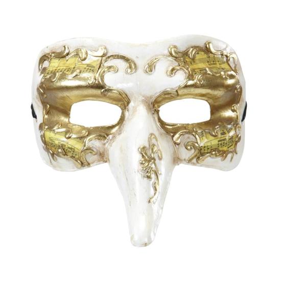 Máscara Veneziana Nariz Decorado em Ouro.