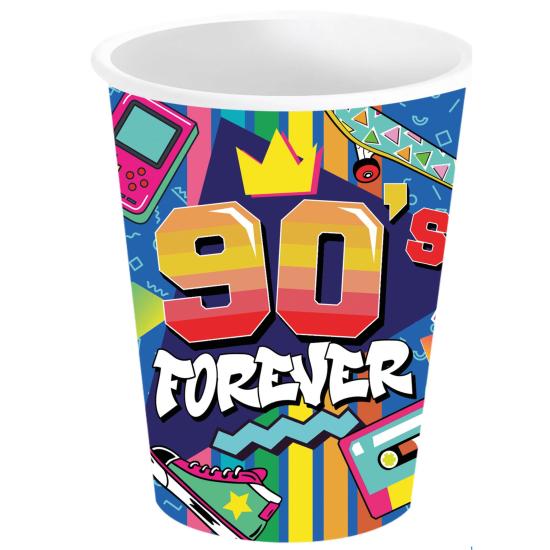 Pacote de 6 copos dos anos 90 240 ml 9 cms Pacote de 6 copos dos anos 90 240 ml 9 cms