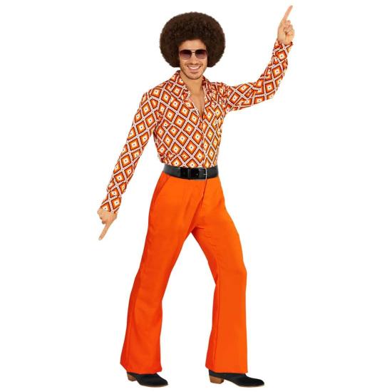 Calça masculina laranja dos anos 70