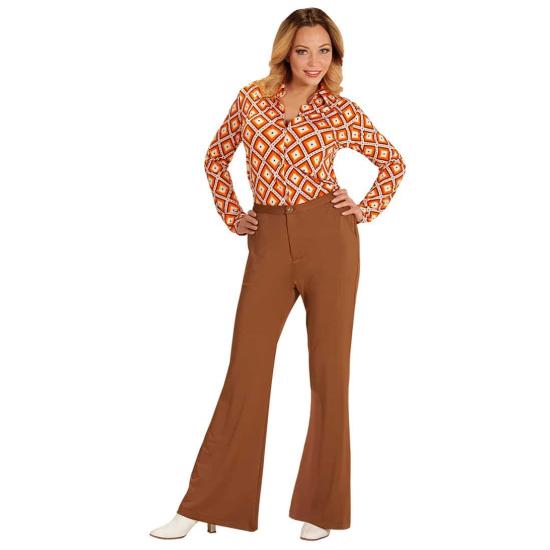 Calça feminina marrom descolada dos anos 70 * Calça feminina marrom descolada dos anos 70 *