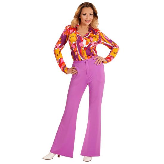 Calça feminina roxa dos anos 70