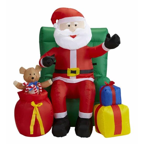 Luz e movimento inflável do Papai Noel sentado 122 cm