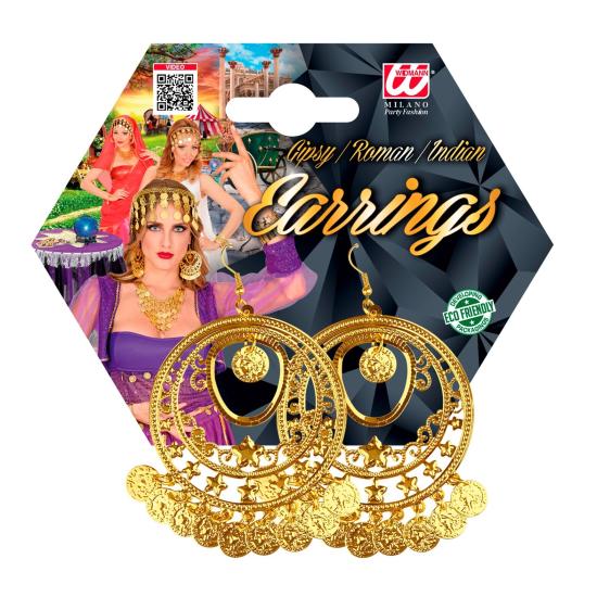 Par de brincos de ouro com moedas