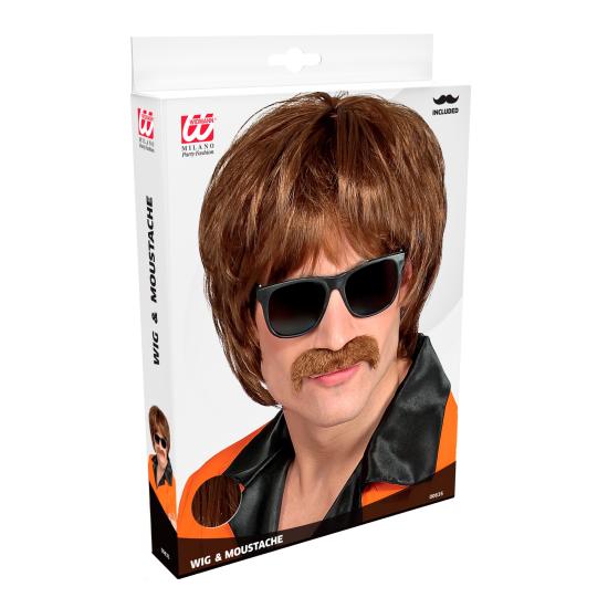 Peruca com bigode dos anos 60 – Estilo retrô para figurinos originais | Widmann