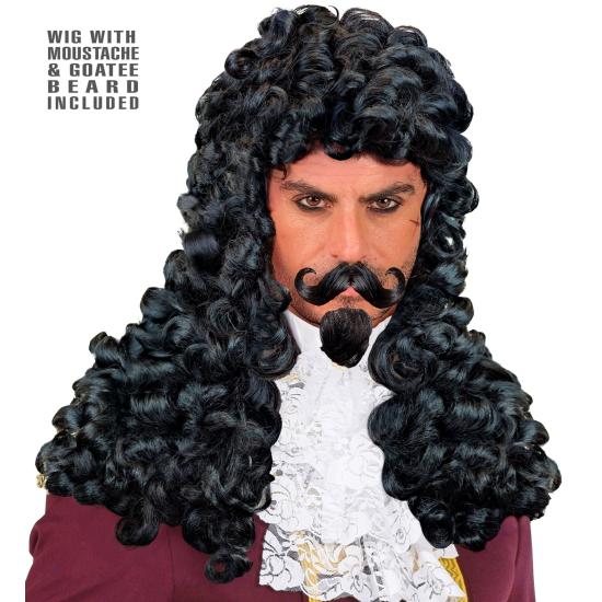 Peruca do Capitão Gancho com cavanhaque e bigode