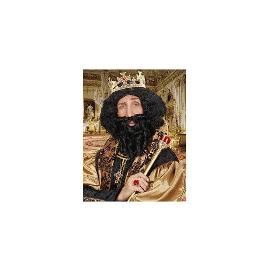 Peruca com barba e cachos pretos