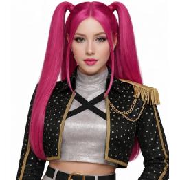 💖 Peruca rosa estilo guerreiro K-Pop