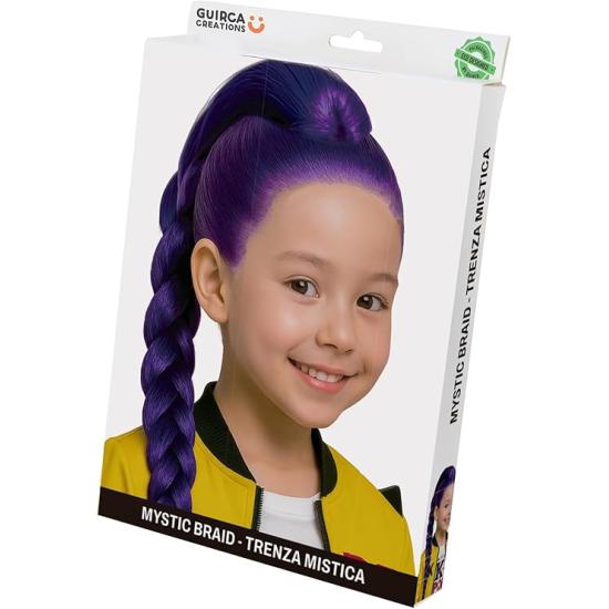 💜 Peruca K-Pop Warrior Rumi para Crianças com Trança Mística