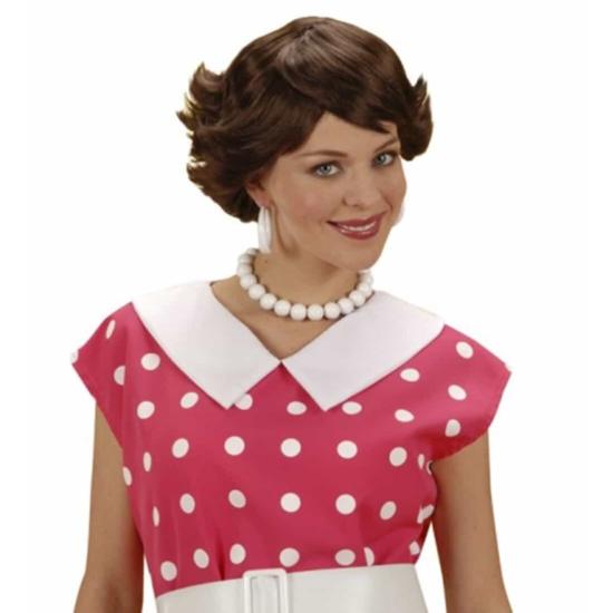 Peruca Anos 50 Curta Mulher Marrom