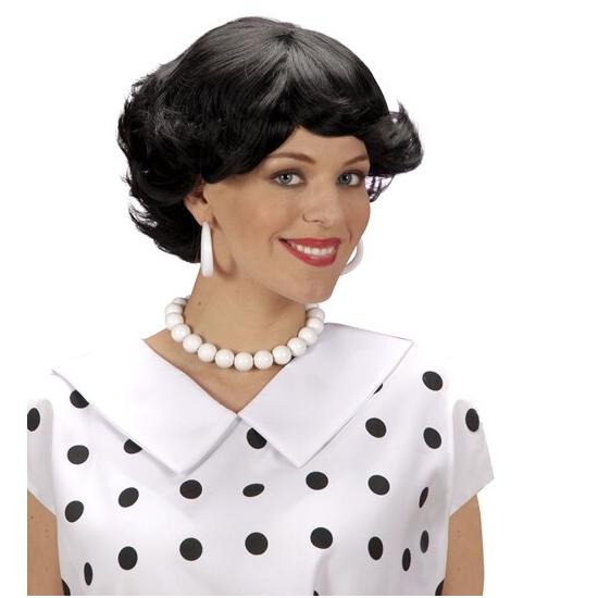 Peruca curta morena feminina dos anos 50