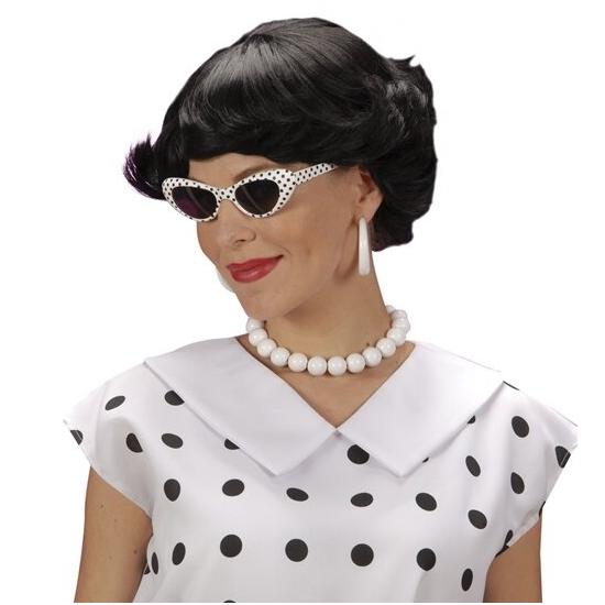 Peruca curta morena feminina dos anos 50