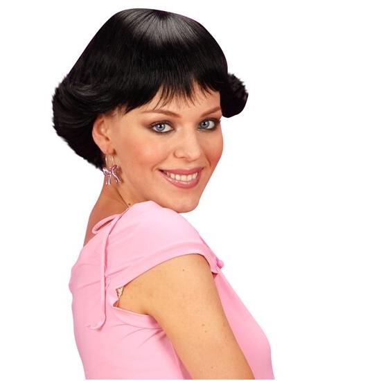 Peruca curta morena feminina dos anos 50