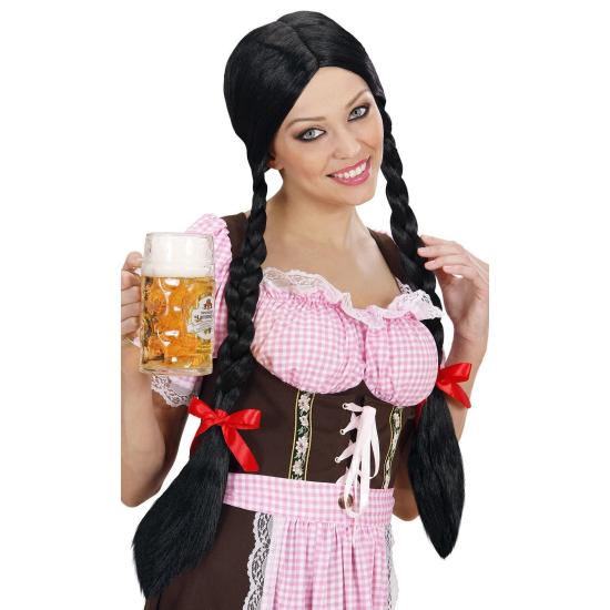 Peruca dirndl preta com tranças Peruca dirndl preta com tranças