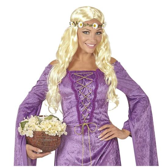 Peruca de flores loira medieval ou hippie Peruca de flores loira medieval ou hippie