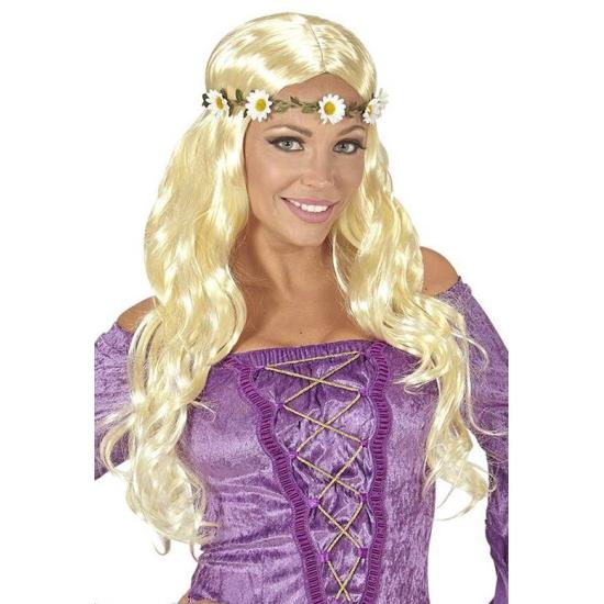 Peruca de flores loira medieval ou hippie Peruca de flores loira medieval ou hippie