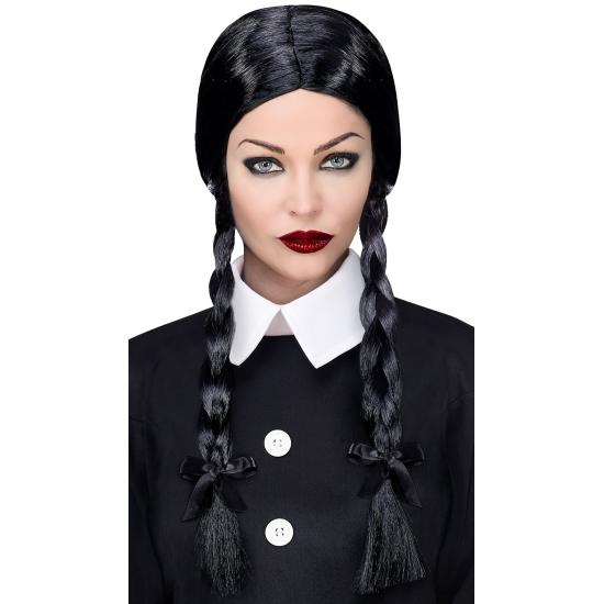 Quarta-feira Addams peruca preta