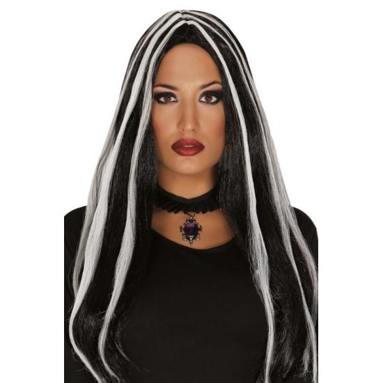 Peluca Morticíanegra y blanca para mujer