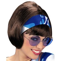 Peruca feminina marrom dos anos 70