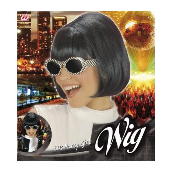 Peruca feminina preta dos anos 70