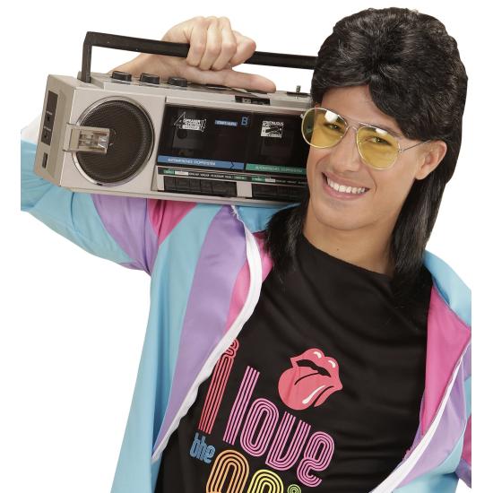 Peruca tainha dos anos 80 com óculos de sol