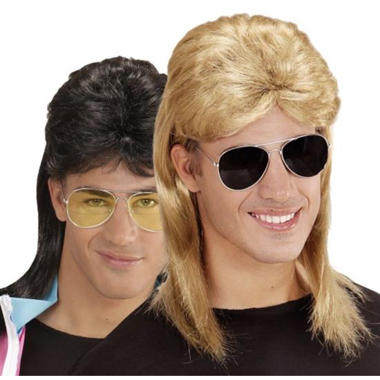 Peruca tainha dos anos 80 com óculos de sol