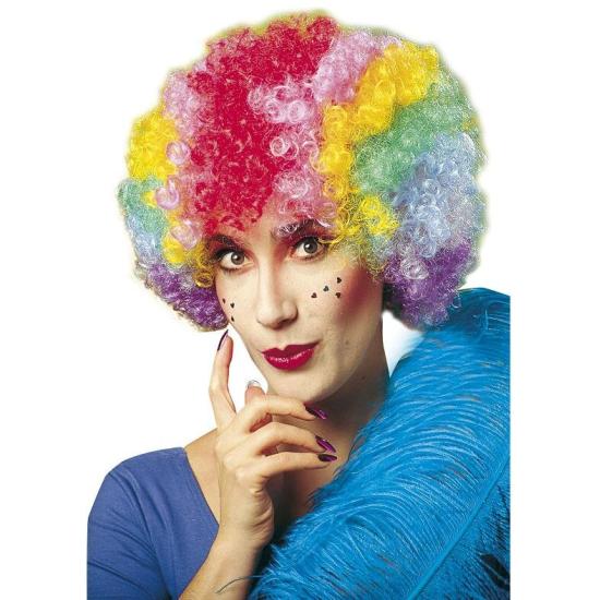 Peruca de palhaço de luxo multicolorida.