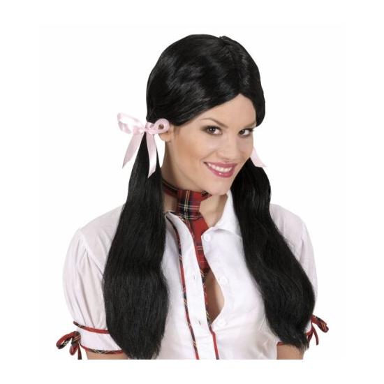 Peruca preta com tranças estudante