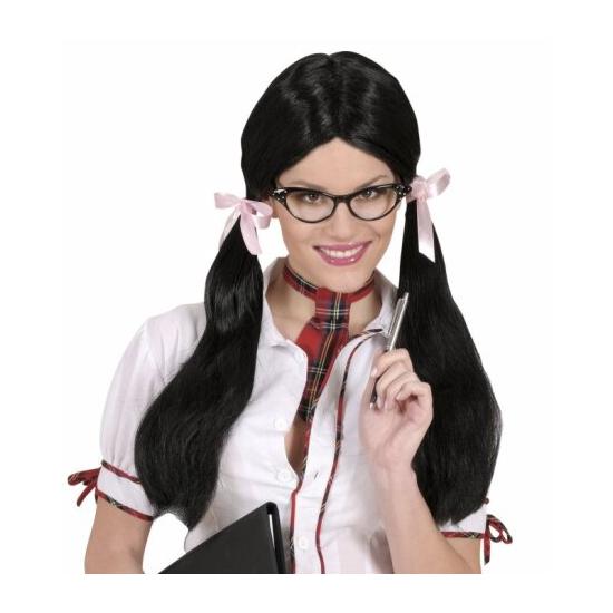 Peruca preta com tranças estudante