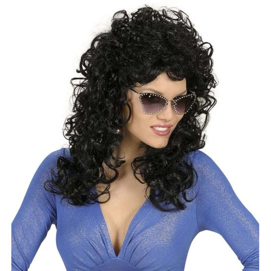 Peruca de fantasia preta atraente.