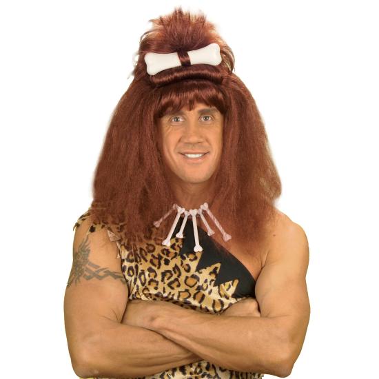 Peruca unissex de fantasia de homem das cavernas
