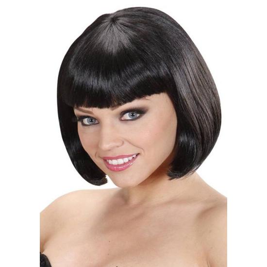 Peruca de fantasia de cabaré preta